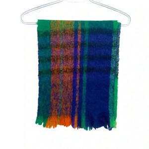 Vintage Italian made wool blend  heavy winter scarf, 12” by 62”